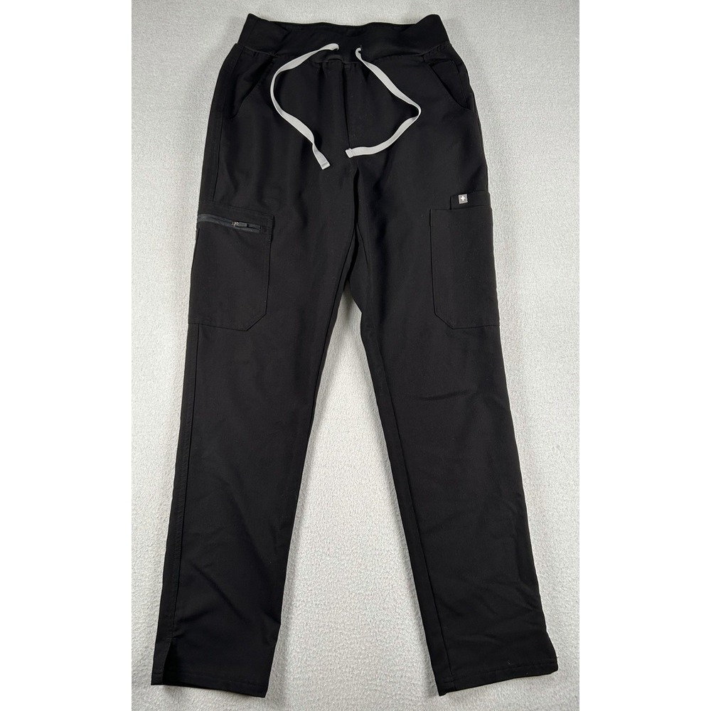Figs Technical Collection Black Cargo Scrub Pants Womens Size Small Drawstring